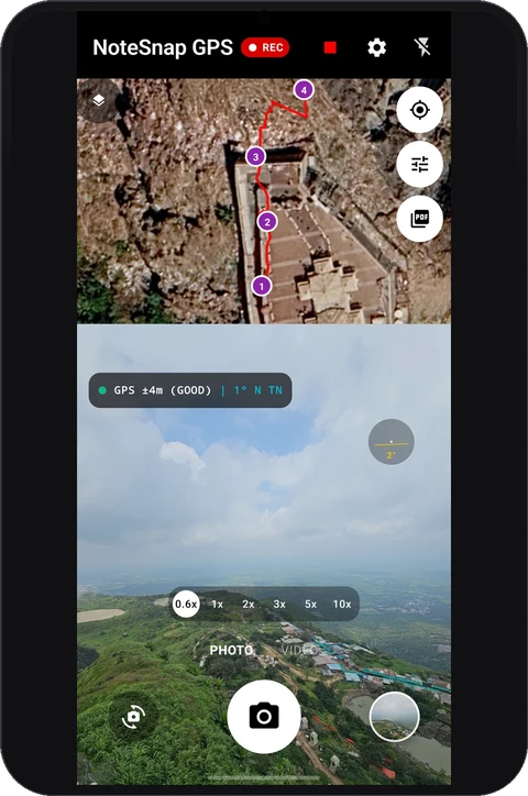 Live GPS track recording